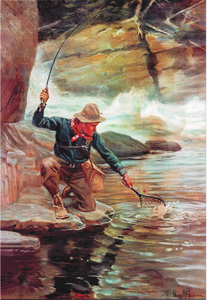 man fly fishing